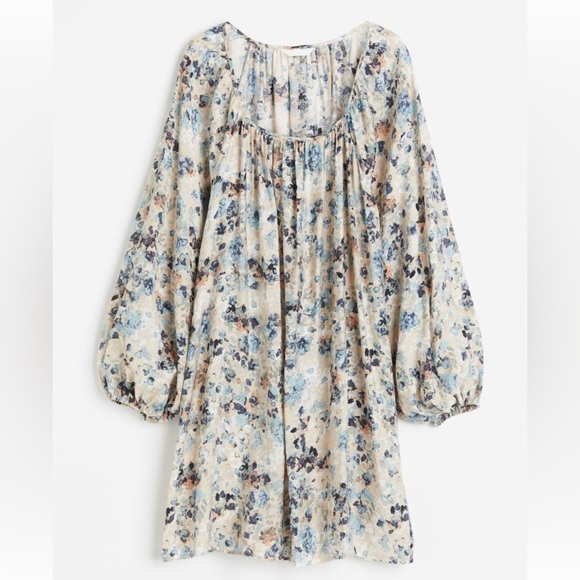 H&M Boho Vibes Long Sleeve Mini Floral Dress XS - Picture 1 of 4